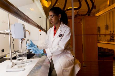 Woman doing lab work